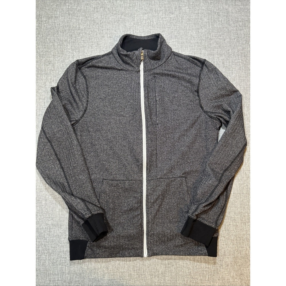 Lululemon Men's Full Zip Long Sleeve Jacket Size  M Herringbone Black Gray